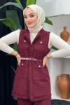Tüvit Pantolonlu Takım Bordo