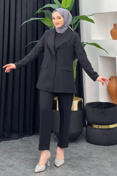 Ülkü Ceket Pantolonlu Takım Siyah