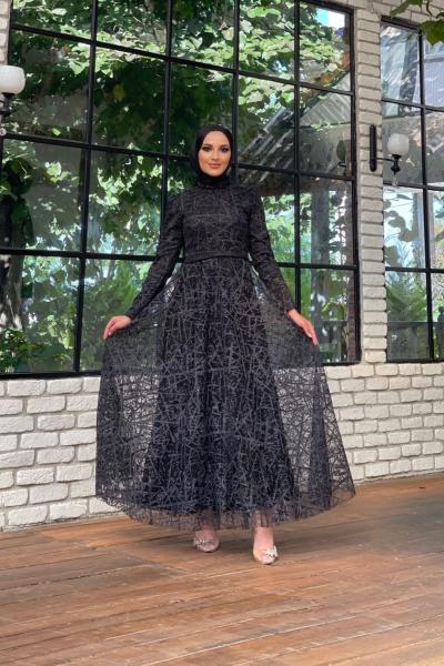 Ümran Simli Elbise Siyah
