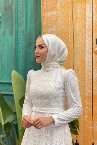 Ümran Simli Elbise Beyaz