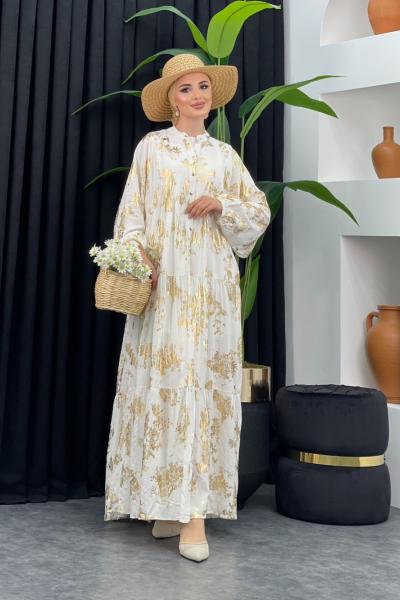 Varaklı Elbise Gold