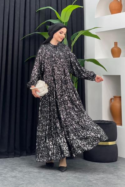 Varaklı Elbise Gümüş