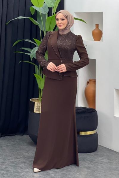 Viyana Abiye Kahverengi