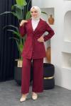 Yade Ceket Pantolonlu Takım Bordo