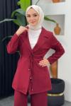 Yade Ceket Pantolonlu Takım Bordo