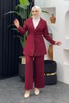 Yade Ceket Pantolonlu Takım Bordo