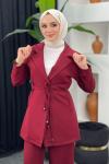 Yade Ceket Pantolonlu Takım Bordo