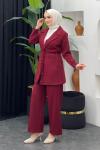 Yade Ceket Pantolonlu Takım Bordo