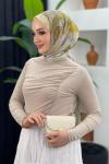 Yandan Büzgülü Bluz Bej