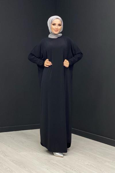 Yarasa Kol Elbise Siyah