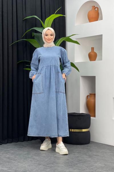 Yazlık Kot Elbise Mavi