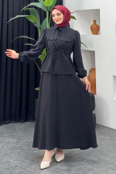 Yazlık Tarz Etekli Takım Siyah