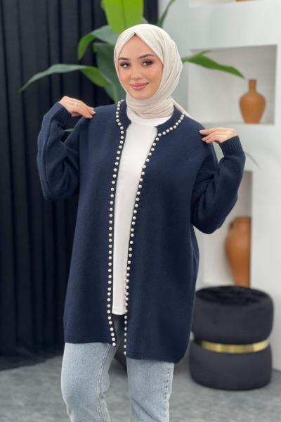 Yumoş İncili Hırka Lacivert