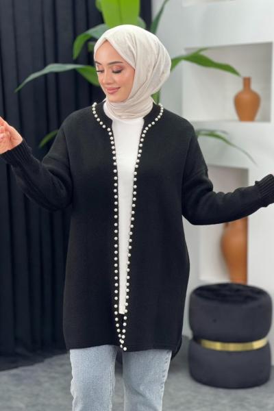 Yumoş İncili Hırka Siyah