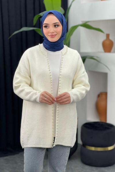 Yumoş İncili Hırka Beyaz