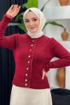 Yumuş Dantelli Hırka Kırmızı