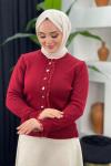 Yumuş Dantelli Hırka Kırmızı