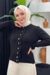 Yumuş Dantelli Hırka Siyah