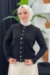 Yumuş Dantelli Hırka Siyah