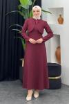Zaman Tüvit Elbise Bordo