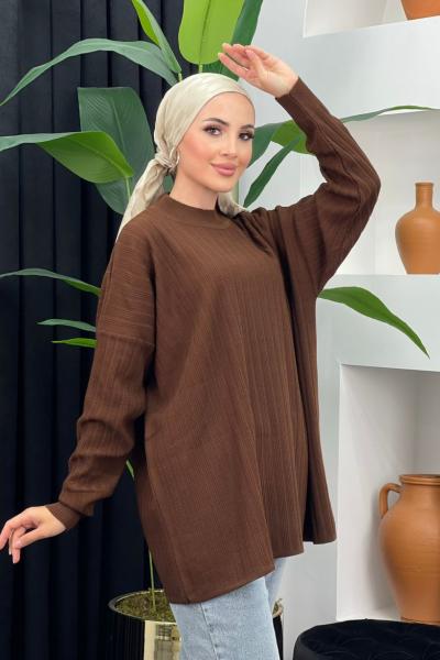 Zelal Triko Kazak Kahverengi