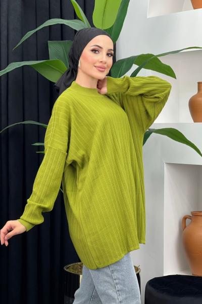 Zelal Triko Kazak Fıstık Yeşili