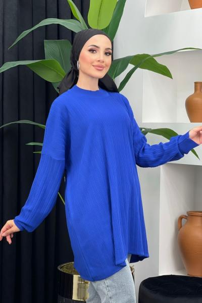 Zelal Triko Kazak Saks Mavisi