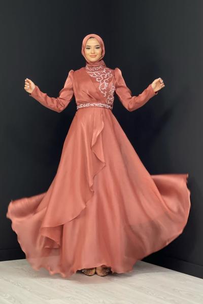 Zerafet Taşlı Abiye Soğan Kabuğu