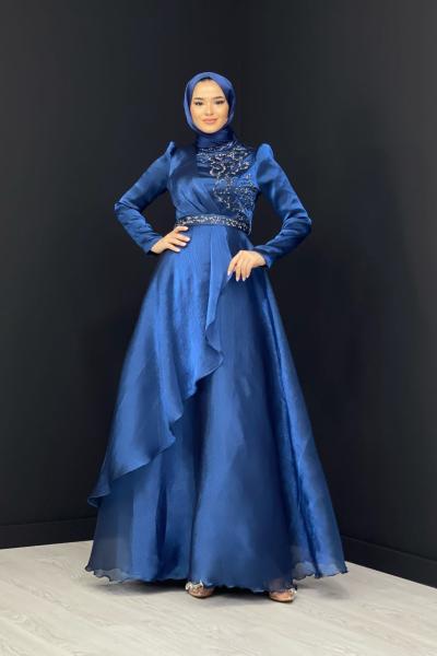 Zerafet Taşlı Abiye Lacivert