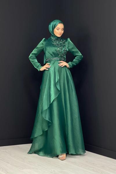 Zerafet Taşlı Abiye Zümrüt