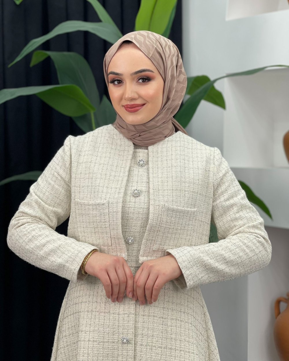 Paris Tüvit Elbise Taş Rengi Modelleri En Uygun Fiyatlarla